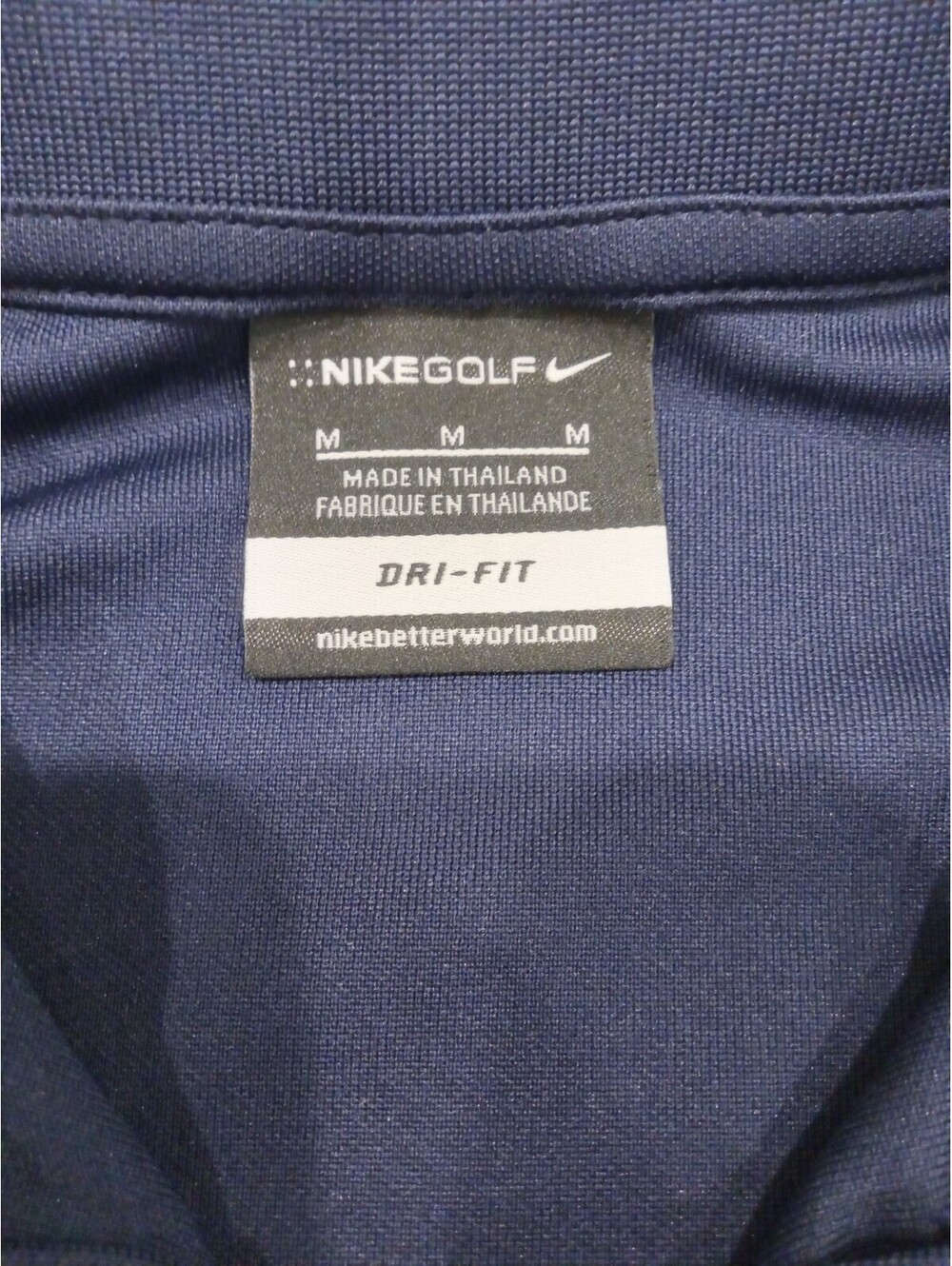 Nike Golf Dri-FIT Polo Shirt Mens Medium Navy Blue Sleeve Logo Performance M - Picture 4 of 5